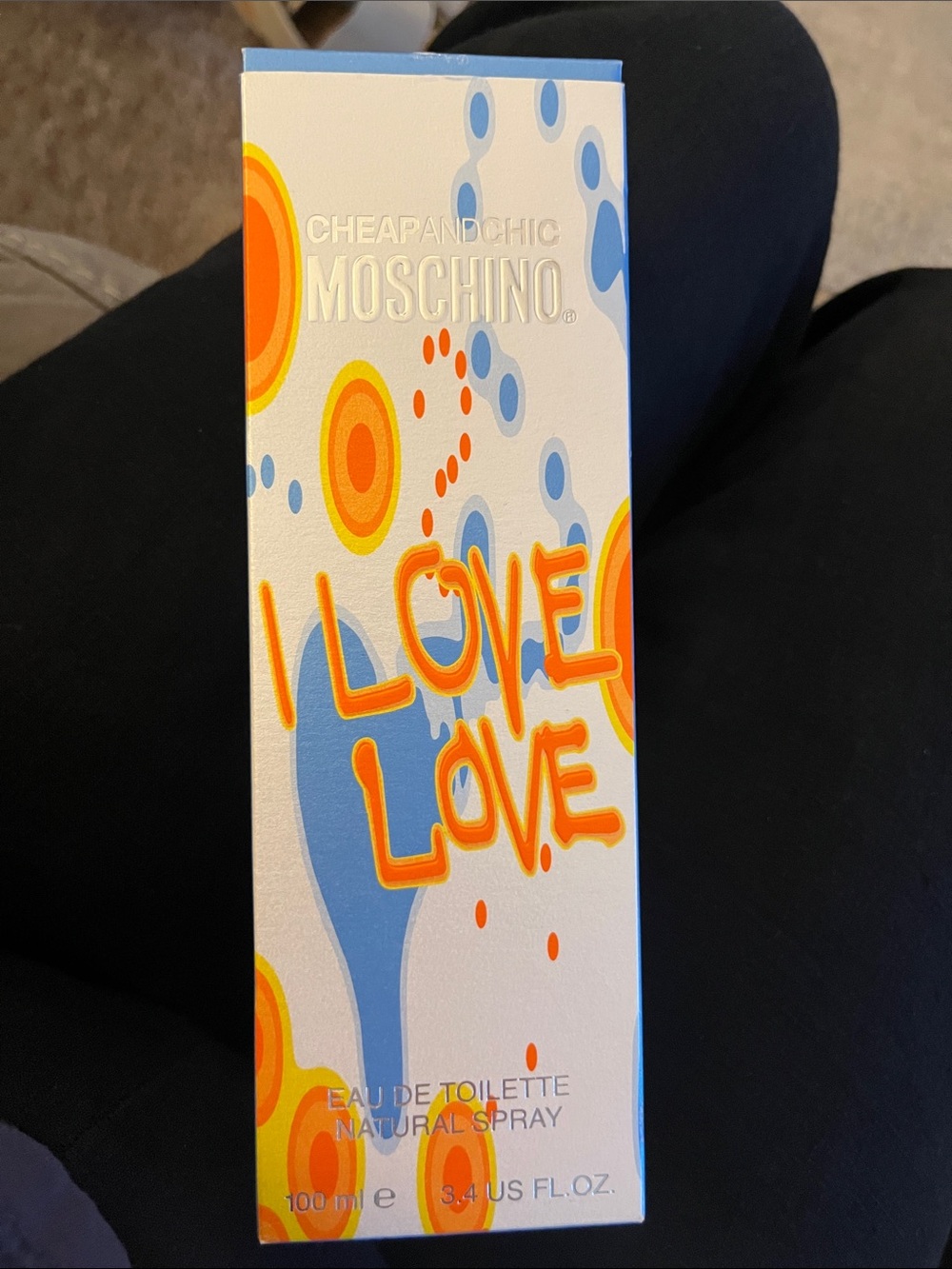 Moschino Love Love Box in White with Orange & Blue